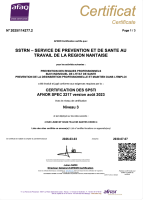 Certificat niveau 3 SPSTI - AFNOR SPEC 2217